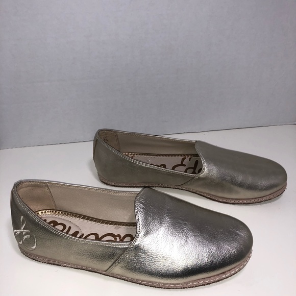 Sam Edelman Everie Gold Leather Slip On Flats